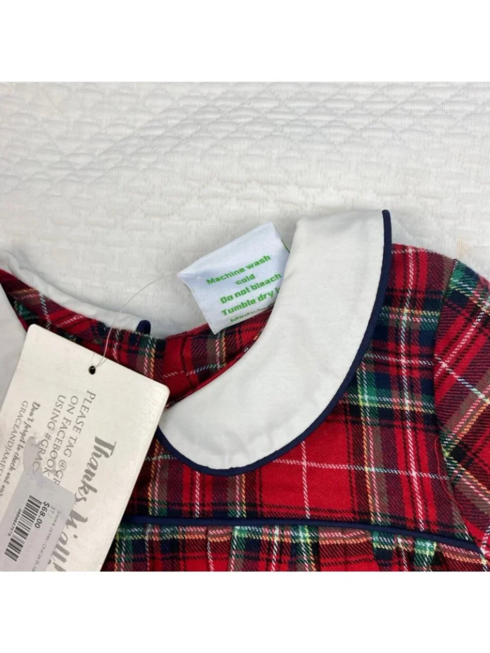 Grace and James Romper Size 3T Red Plaid Charles Bubble 1 Piece Snap Closure